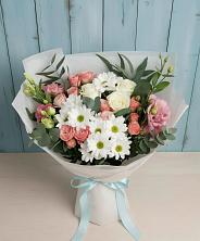 Букет цветов из:  Розы, Лизиантусы и Хризантемы в Чемодановке