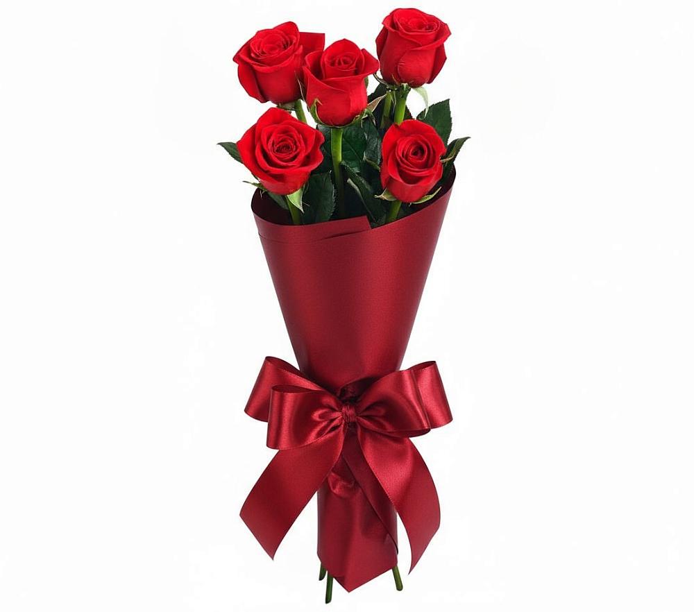 Букет 5 Красных роз Эдлесс Лав в Чемодановке