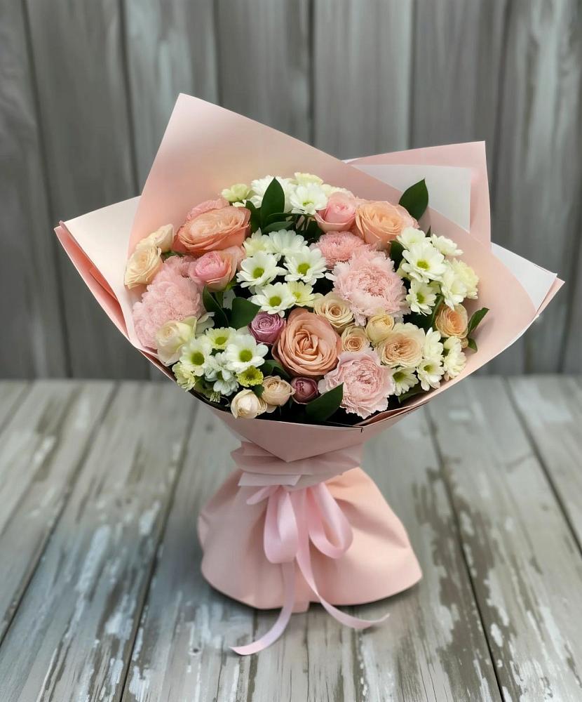 Букет цветов из: Гвоздики, Розы и Хризантемы в Чемодановке