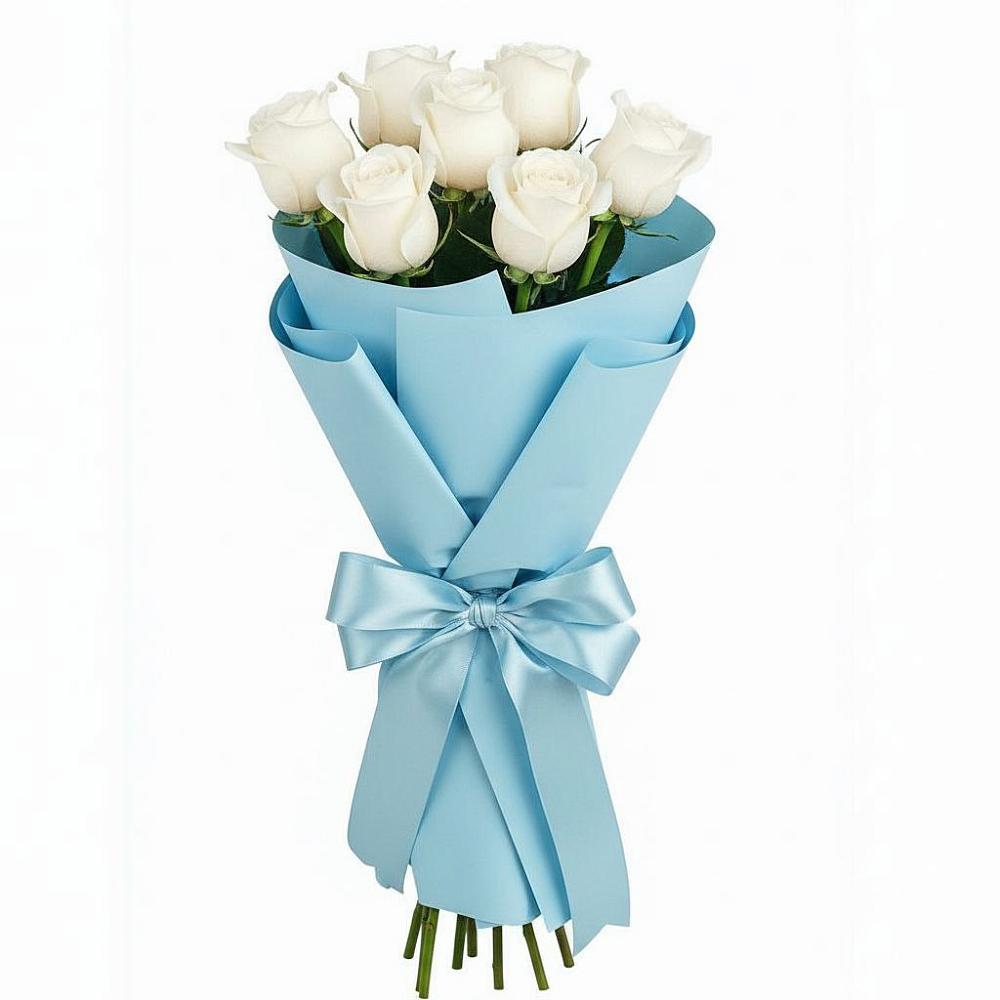 Букет 7 белых роз Проуд в Чемодановке