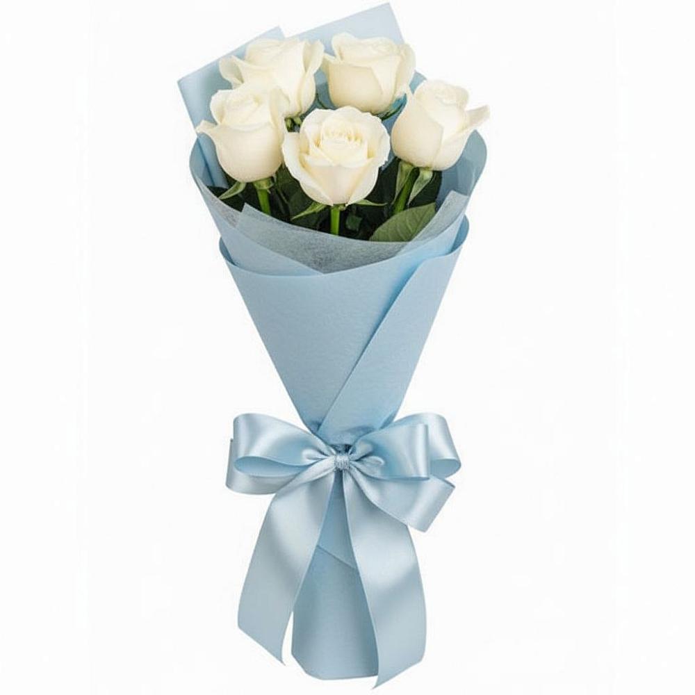 Букет 5 Белых роз Проуд в Чемодановке