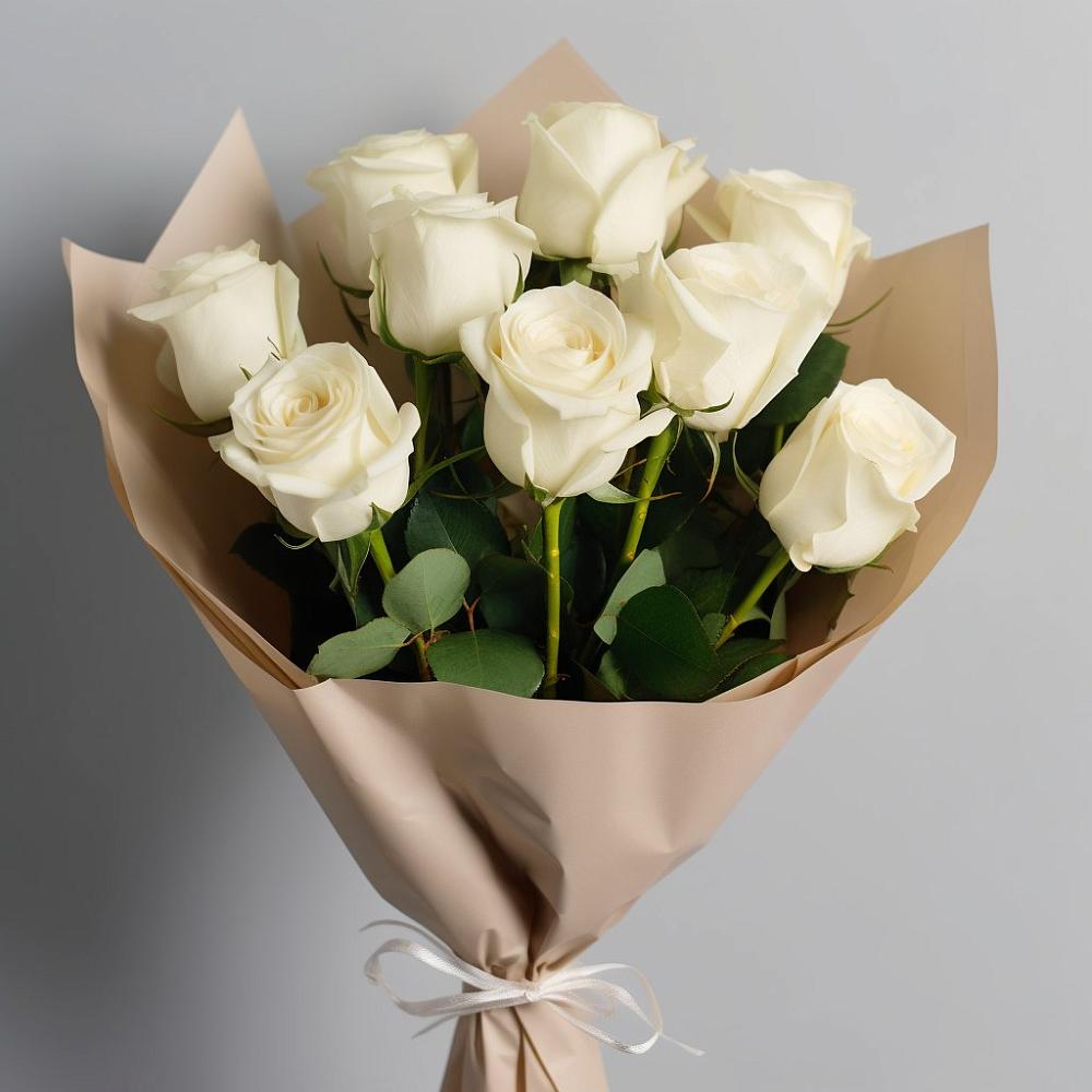 Букет 9 Белых роз Эдлесс Лав в Чемодановке