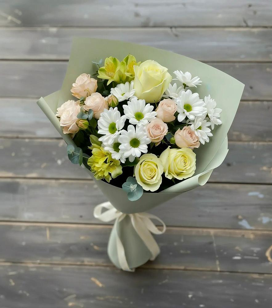 Букет цветов из: Альстромерии, Розы и Хризантемы в Чемодановке