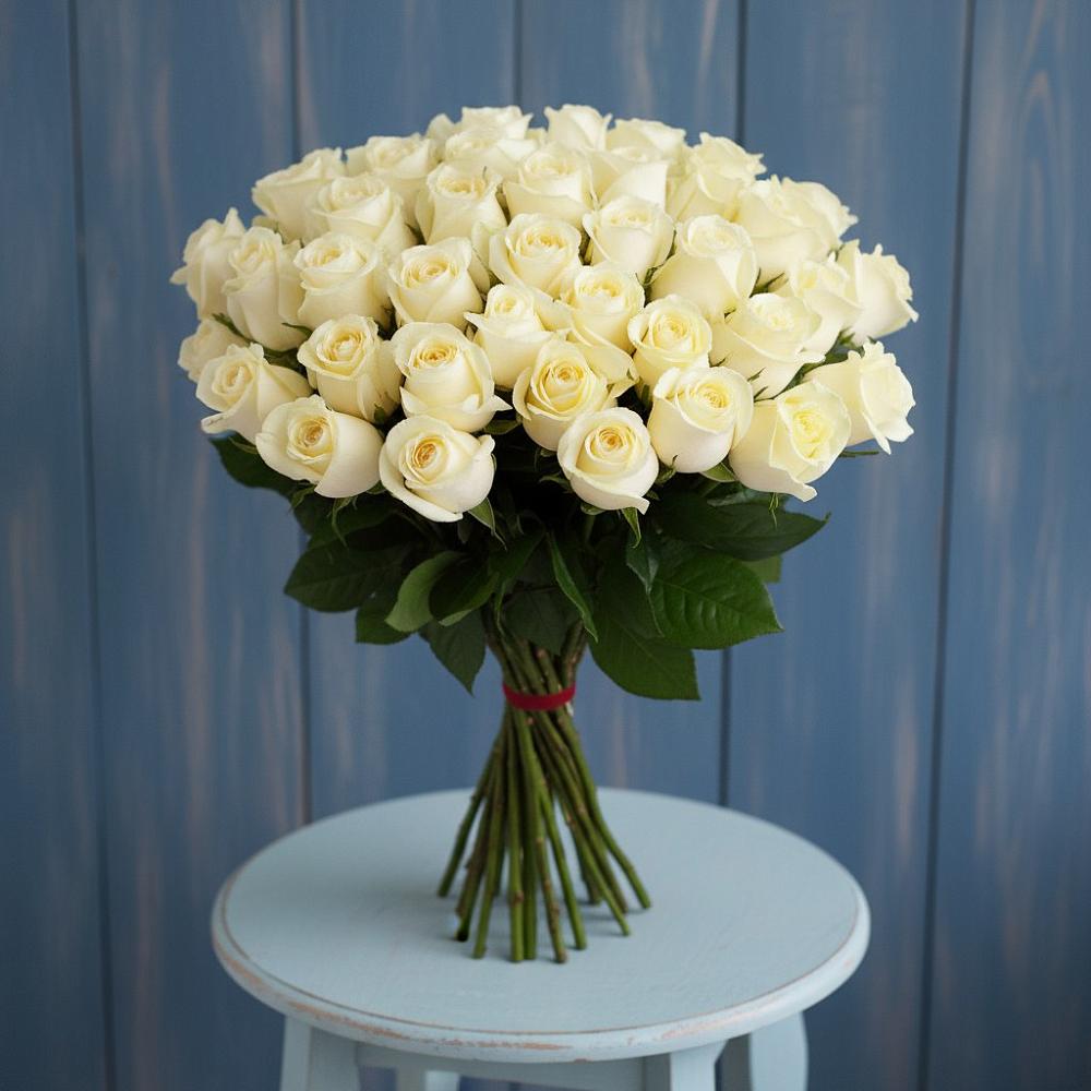 Букет 51 Белая роза Эдлесс Лав в Чемодановке