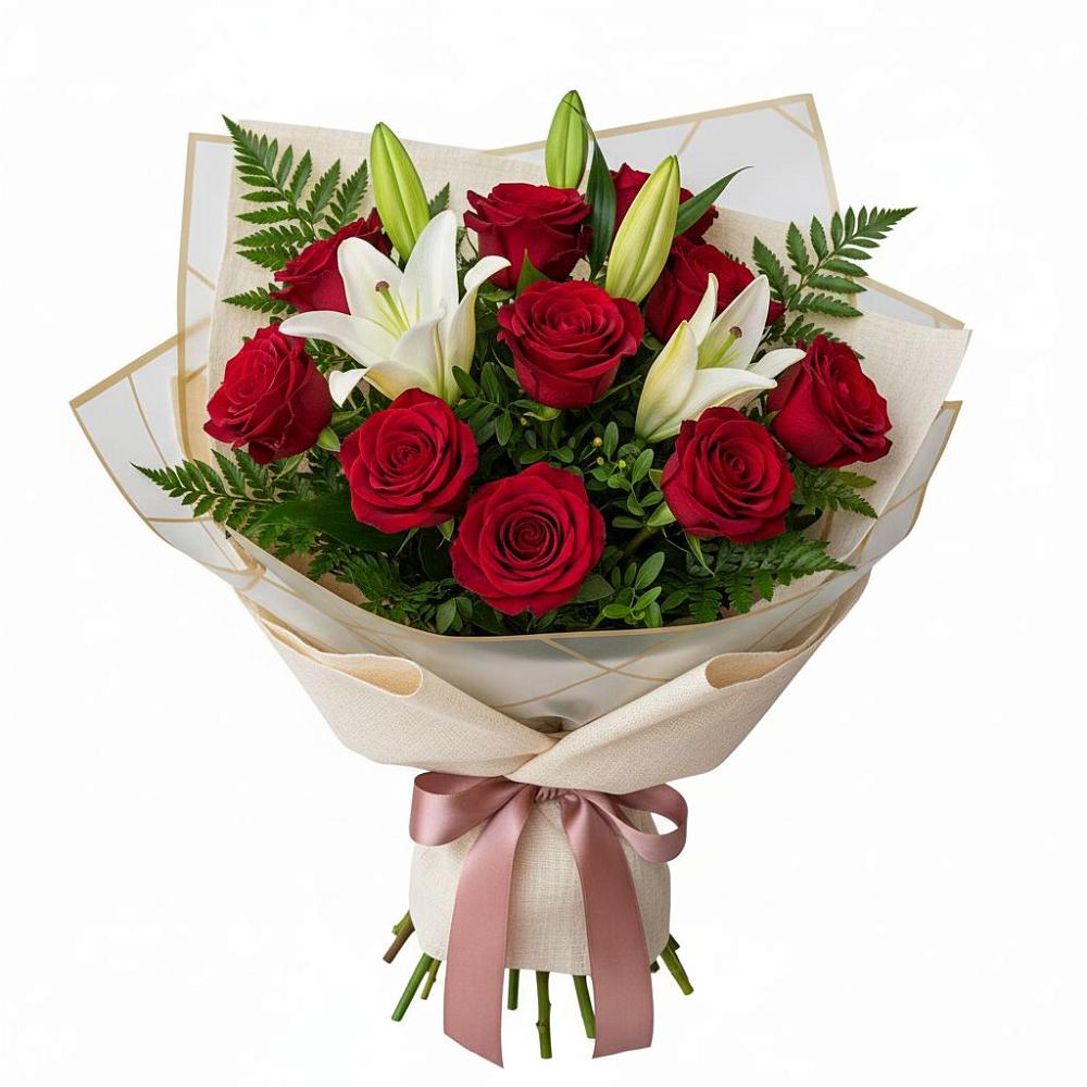 Букет цветов из: Лилии и Розы в Чемодановке