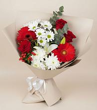 Букет цветов из:  Розы, Хризантемы, Герберы и Лилии в Чемодановке