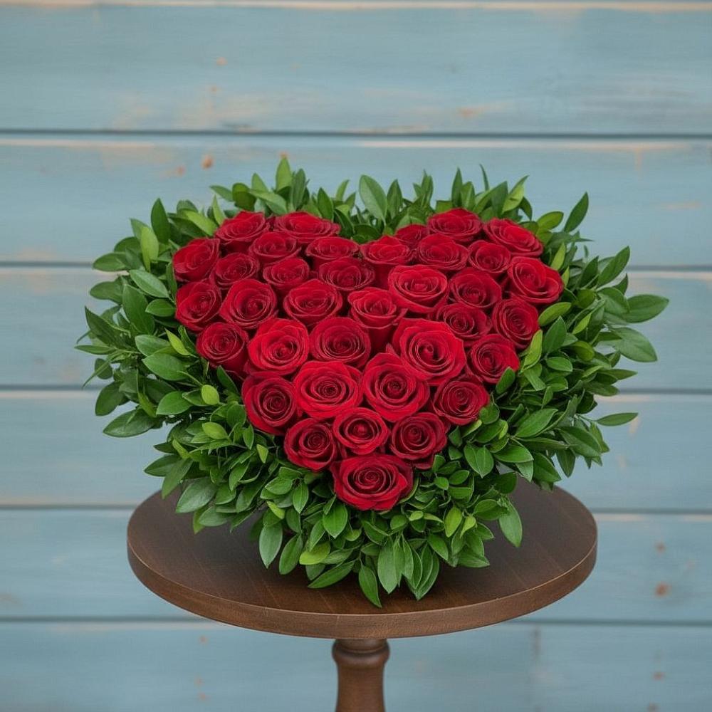 Цветочная композиция из Розы в виде сердца в Чемодановке