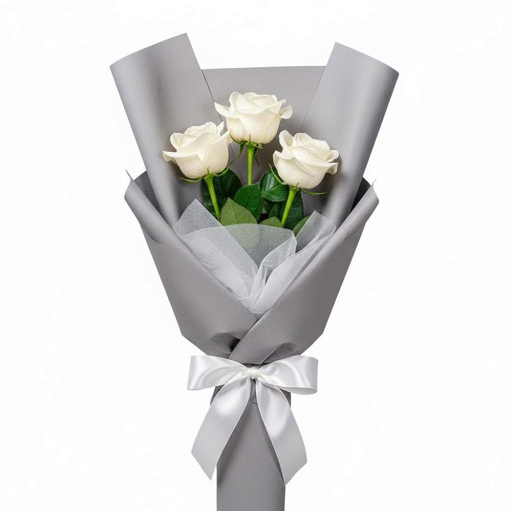 Букет 3 белые розы в Чемодановке