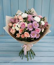 Букет цветов из:  Хризантемы, Розы и Альстромерии в Чемодановке