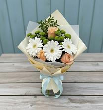 Букет цветов из:  Герберы, Розы и Хризантемы в Чемодановке