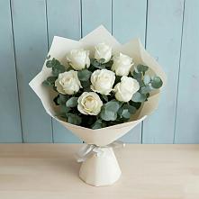 Букет Белые розы в Эвкалипте в Чемодановке