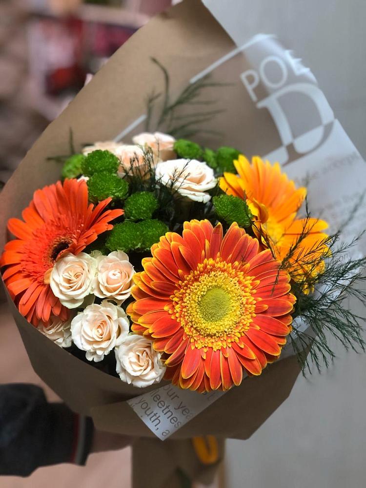 Букет цветов из: Герберы, Хризантемы и Розы в Чемодановке
