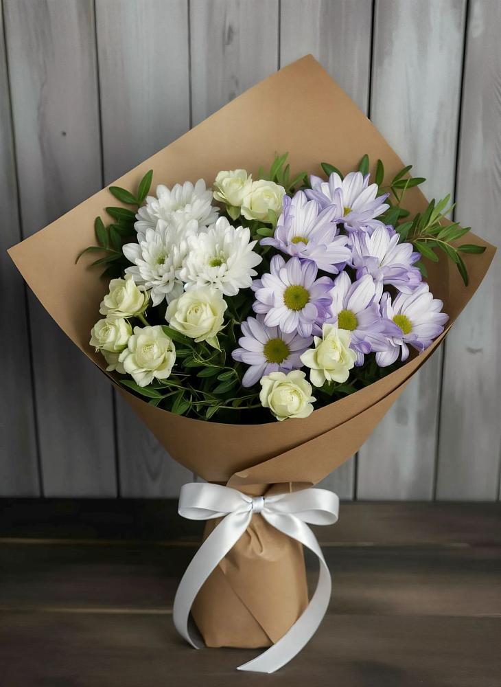 Букет цветов из: Хризантемы и Розы в Чемодановке